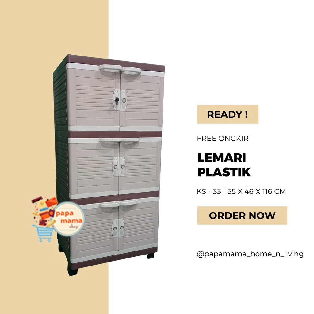 Lemari Pakaian Plastik 3 Tingkat - Lemari Serbaguna - Lemari Anak Plastik Maxi