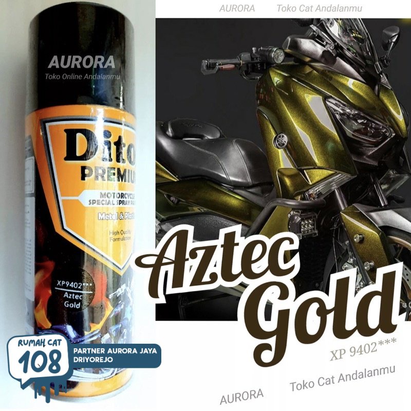 

Rumah Cat - DITON PREMIUM AZTEC GOLD XP9402 pilok pilox pylox cat semprot motor mobil sepeda Rumah Cat Motor dan Mobil