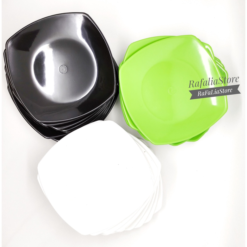 PROMO 6 PCS PIRING MELAMIN  KOTAK CEPER15CM -PIRING TATAKAN GELAS-PIRING COREL KECIL TEBAL SERBAGUNA