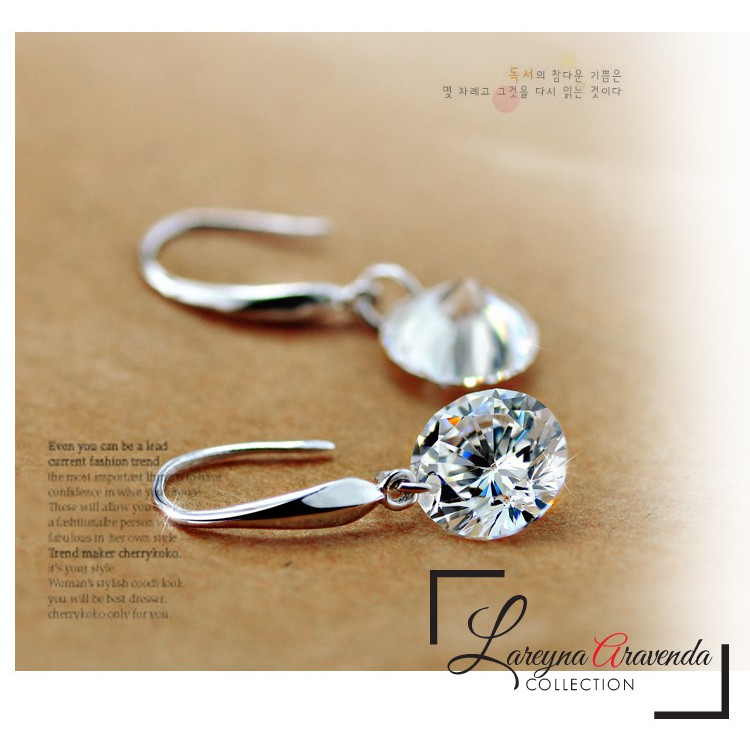 Anting Wanita Titanium Model Kristal Crystal Anti Karat Non Alergi AT028