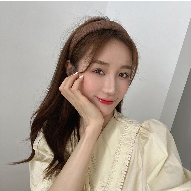 Bando Korea 3.3cm Rotan Tenun Jerami Bandana Headband Busa Lebar Rambut Wanita Dewasa Polos Unik Lucu