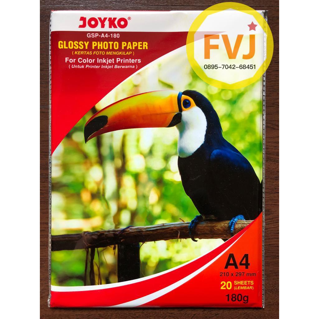 

20 lembar Kertas Foto / Glossy Photo Paper Joyko Tebal 180 Gr Gsm Gram