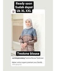 SIAP KIRIM TWOTONE BLOUSE TEAL BROWN SIZE XL XXL BY VANILLA HIJAB