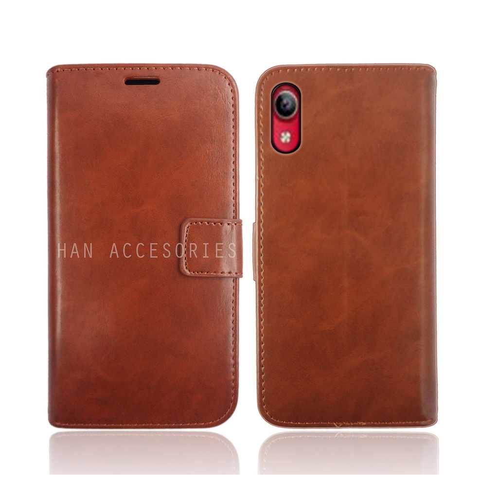 (PAKET HEMAT) Fashion Selular Flip Leather Case VIVO Y71/Y81/Y83/Y91/Y93/Y95/Y91C Flip Cover Wallet Case Flip Case + Nero Temperred Glass