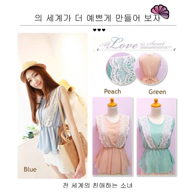 lace sifon top B / blouse import/ korean top /blouse korea /atasan renda /brokat top