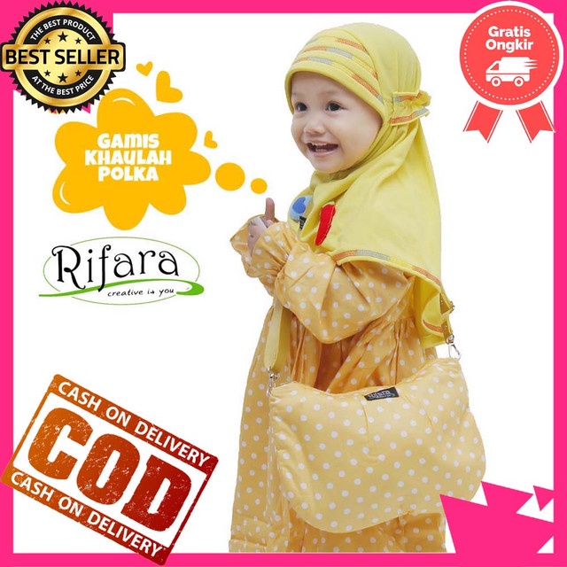Gamis Anak Khaulah Polka By Rifara HARGA PROMO
