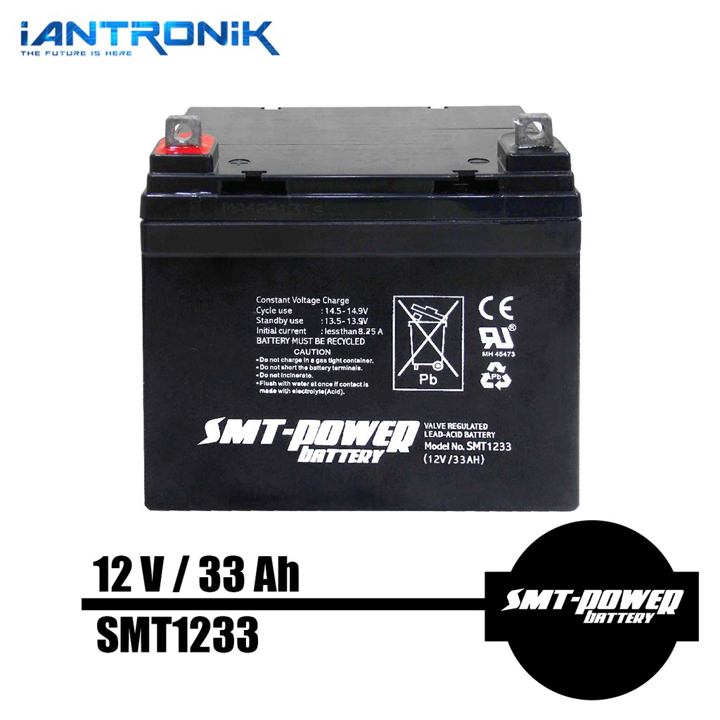 Battery Aki 12v 33ah SMT1233 VRLA Kering MF SLA Baterai UPS SMT-Power