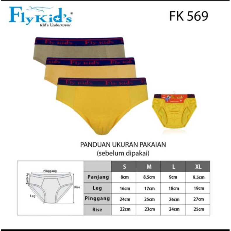 Celana dalam anak cowok Fly kids FK 569 isi 3pcs