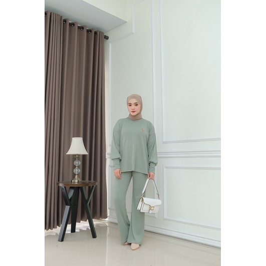 Ghaliya Set (oneset wanita setela atasan dan kulot knit murah nyaman premium)-2