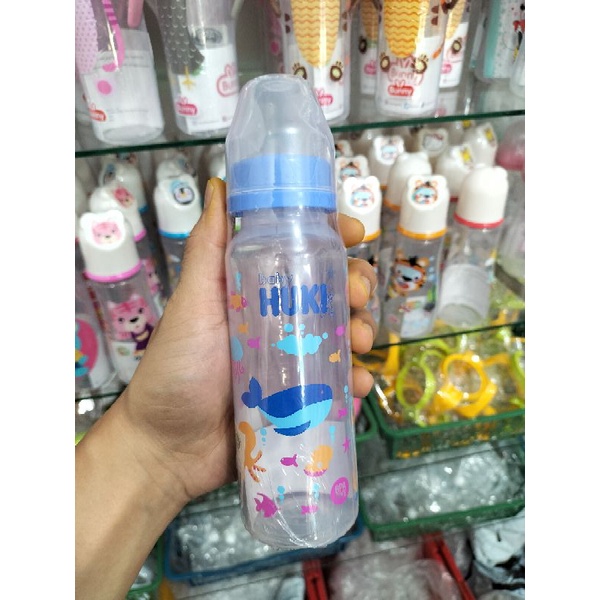 Botol Susu Huki PP Dot Gepeng 240 Ml Dot Orthodontic / Baby Huki Orthodontic Nipple Round PP Bottle