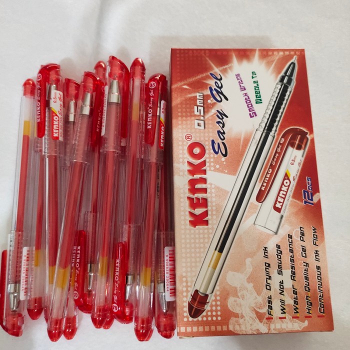 

Aman Pen Gell,Kenko Easy Gell Warna Merah Isi 12Pcs/Pak Hot Sale