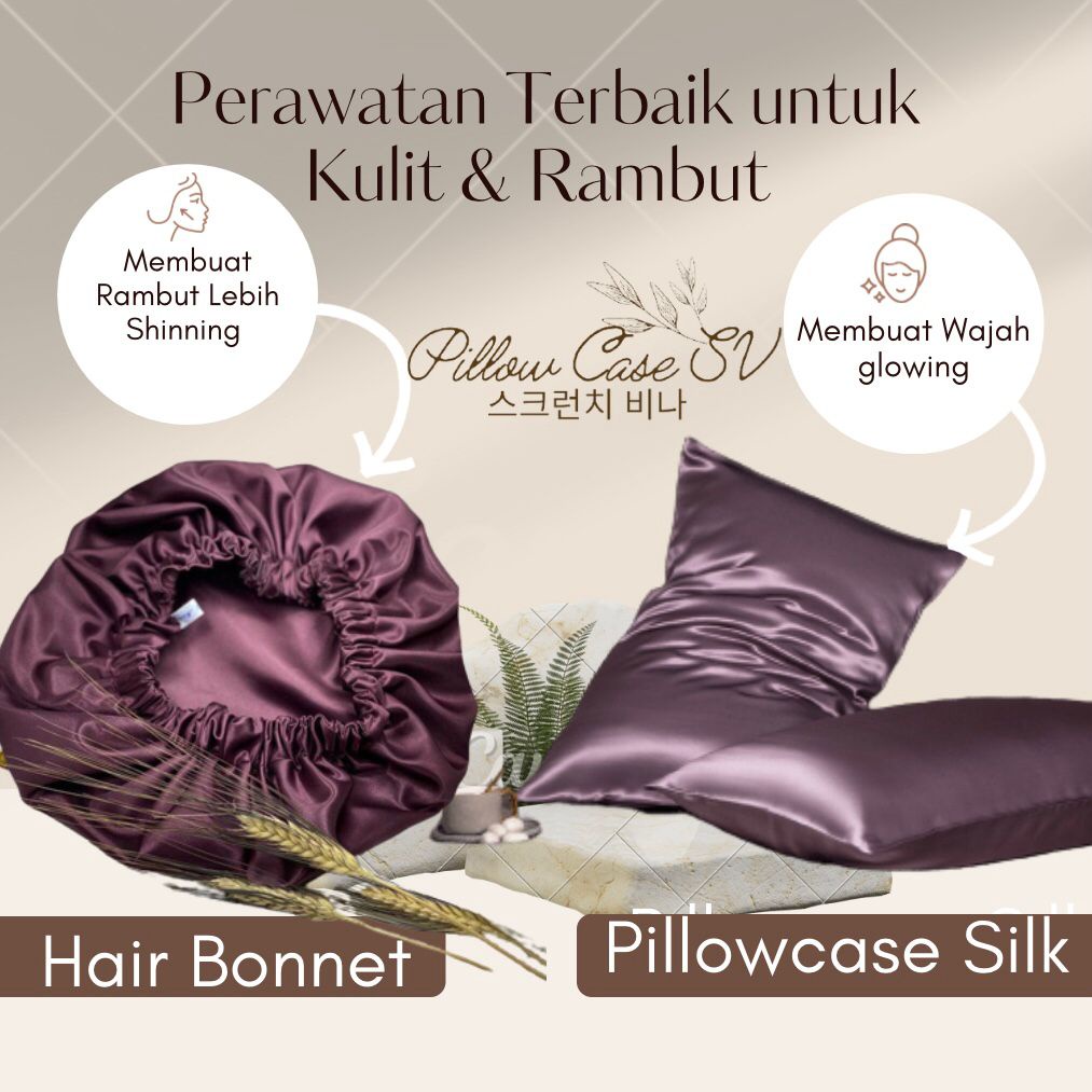 SILK HAIR BONNET  BASIC SV SATIN SILK BONNET  - SLEEPING BONNET - SATIN BONNET - HAIR PROTECTION - PENUTUP KEPALA KAIN Wanita  we