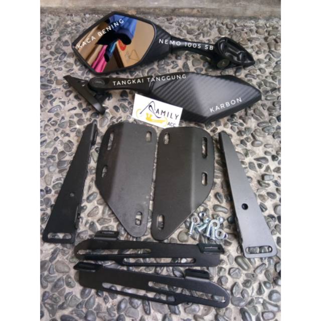 Spion Nemo 1005 SB Karbon + Baut Anti Jebol + Breket Serpo Nmax New 2020 Motor Yamaha Nmax New 2020