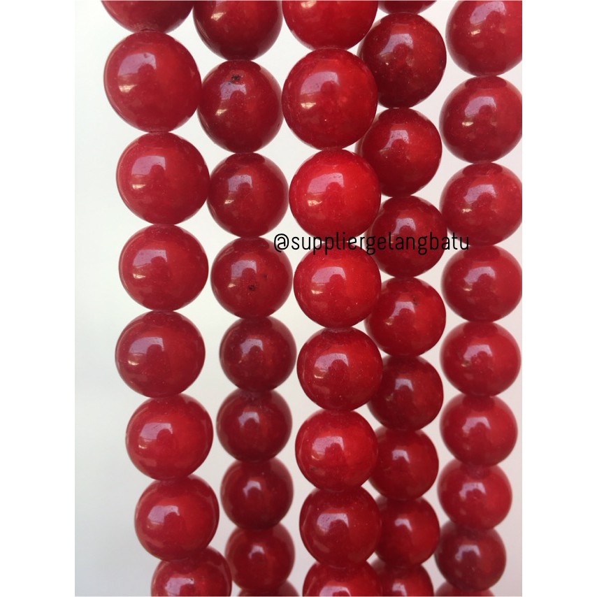 batu red ruby 14mm coral agate merah onyx kilap aksesoris fashion akik beads bracelet fashion jewel