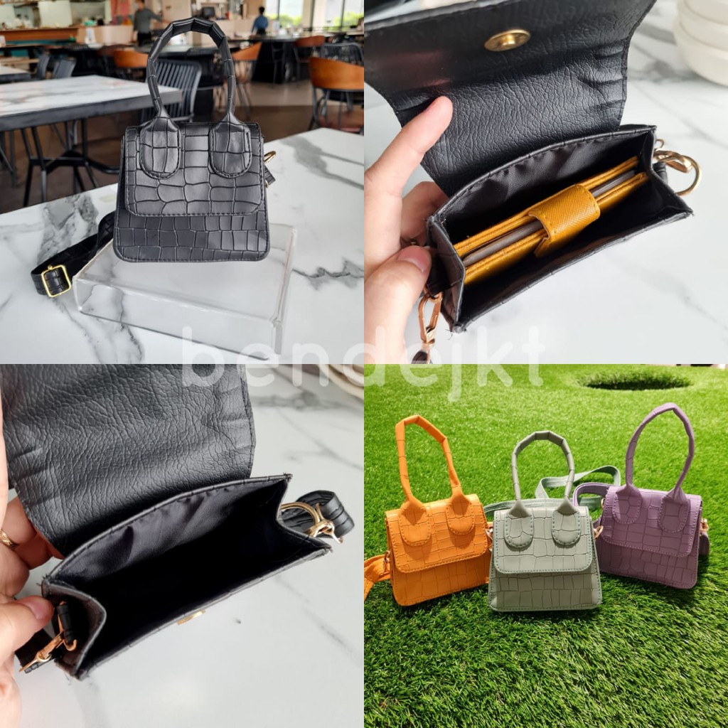 TAS MINI CROCO DOFF KULIT HALUS MATTE PREMIUM DALAMAN SATIN TEBAL CANDY