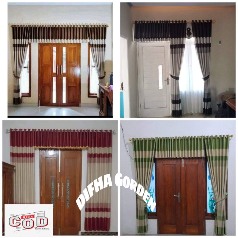 satu set Gorden Poni jendela Pintu Ruang Tamu Gordeng Blackout Import Smokring Mewah Elegan Cantik