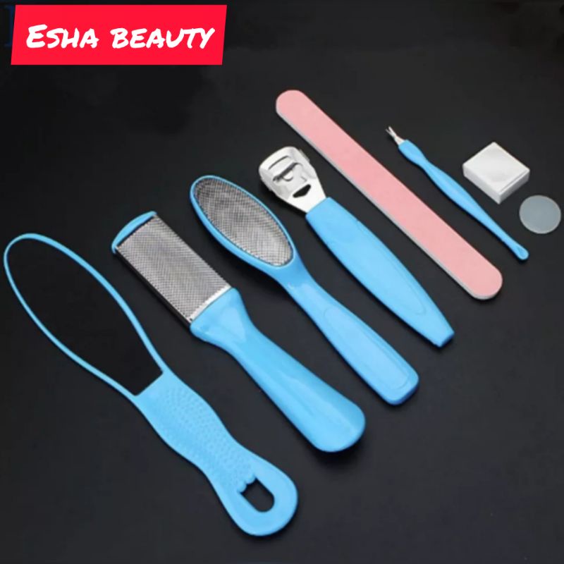 Alat Manicure Pedicure Set 8in1 / Alat Perawatan Kaki Penghalus Tumit Kaki Yang Pecah2 / 1Set 8pcs Pembersih kuku dan kaki