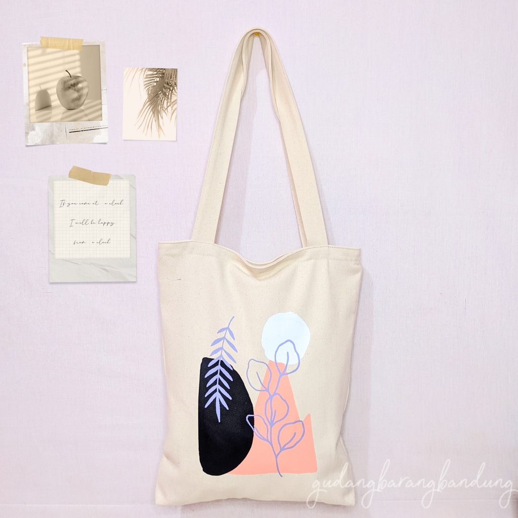 Tote bag Kanvas Kuliah atau Kerja Leaf Design