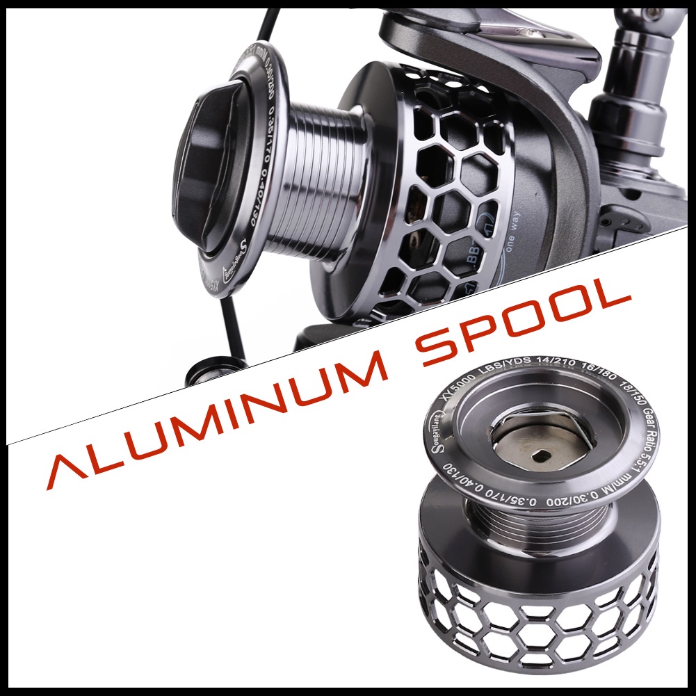 Reel Pancing Memutar Gulungan Pancing  Bahan Logam Spinning Reel 13+1BB 5.5:1GR Kanan Kiri Pegangan Dapat diubah-ubah Air Asin Gulungan Pancing Air Tawar Gear Tackle Luar Ruangan Gulungan Pancing