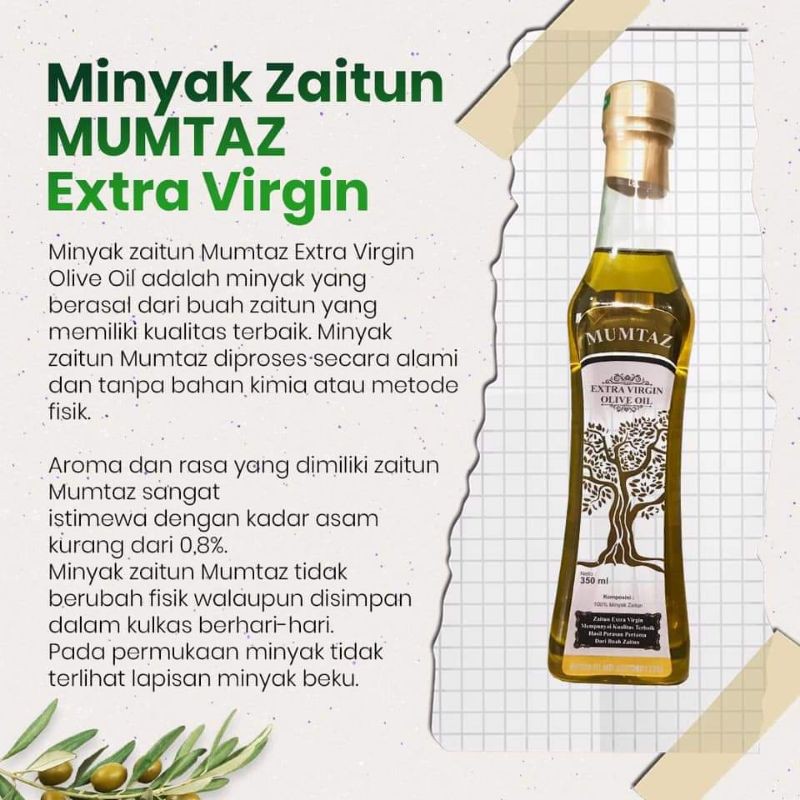 

Minyak Zaitun Extra Virgin Olive Oil MUMTAZ 350 ml