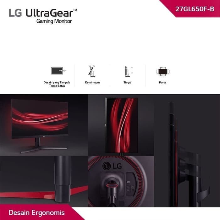 Monitor LED LG 27GL650 gaming 144hz 1ms 27inch FHD/ 27GL650F-B garansi resmi