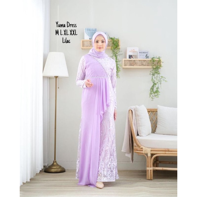 Permata Olshop / Yuma Dress NF / Gamis Kebaya Lebaran / Gamis Pesta Mewah