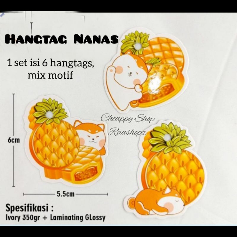 

6pcs Hangtag box nanas Hangtag Nanas hangtag box nastar Label gantung box nastar Hang tag nanas Hang Tag lucu motif nanas hiasan box nastar hiasan box lebaran kuker aksesoris kotak kado