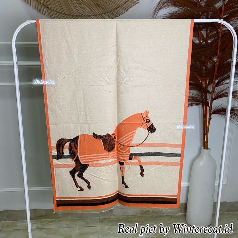 Scarf cashmere musim dingin syal winter wanita panjang long horse hs import hangat