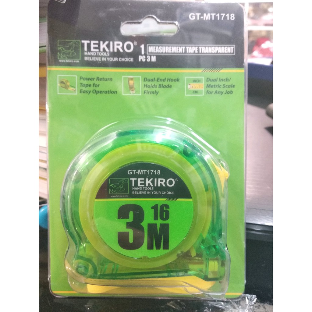 Tekiro Meteran Roll 3M Transparan Tekiro Alat Ukur 3 m GT MT1718 Measurement Tape Transparent Tekiro