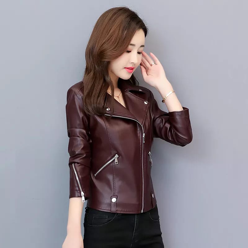 Jaket kulit wanita jaket kulit cewek murah jaket kulit domba asli 100% jaket motor wanita jaket romp