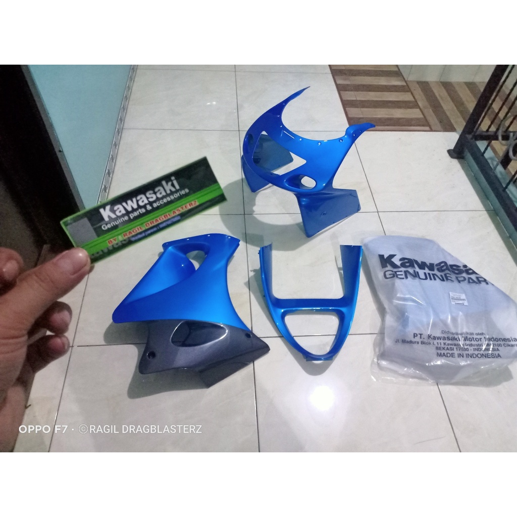fairing atas bawah ninja rr old biru original kawasaki