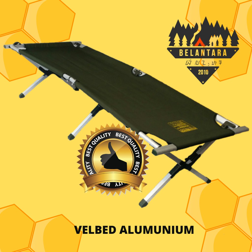 VELBED ALUMUNIUM HIJAU TNI FELBED FILVED VELBET TEMPAT TIDUR DARURAT MEDIS velbed hitam hijau