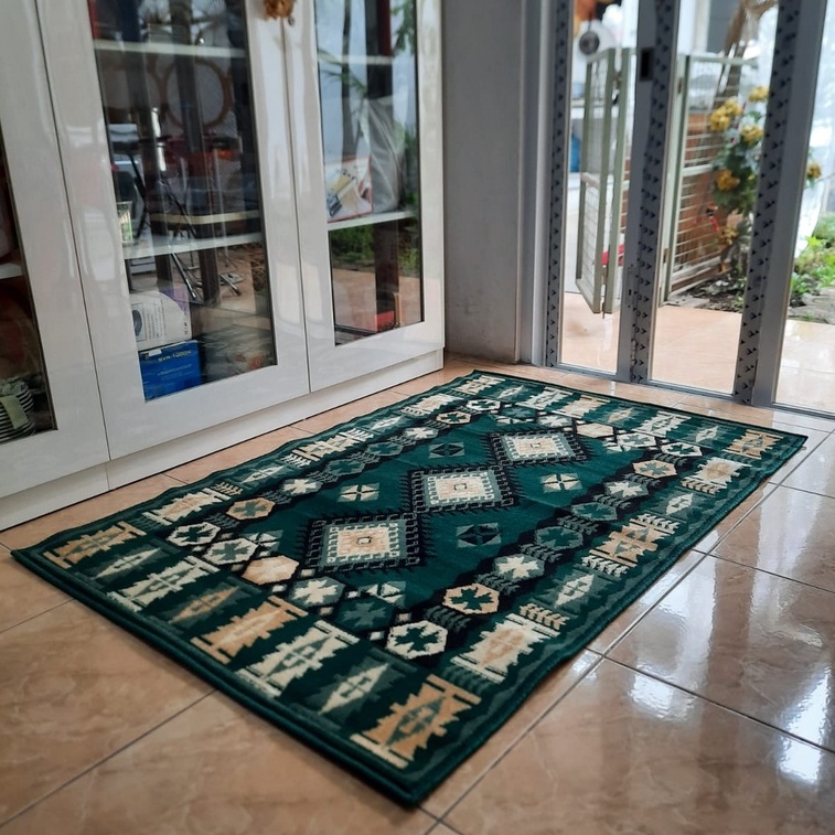KARPET MIRZAE 100 X 150 MZ07 GREEN Karpet Lantai Hijau, Permadani Bulu Tebal-2