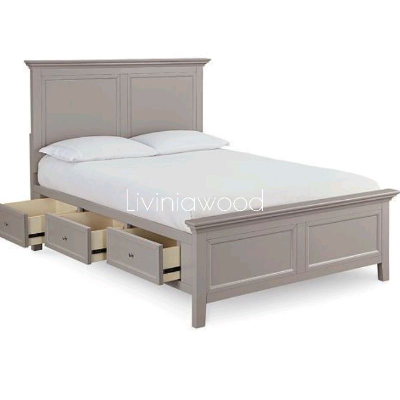 Tempat tidur minimalis laci 160x200, ranjang dipan duco sorong