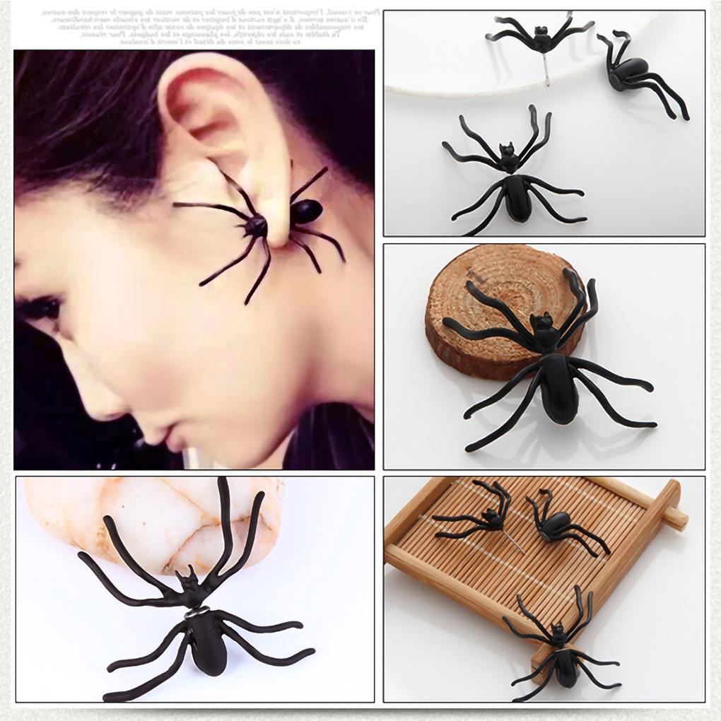 Anting Stud Desain Laba-Laba Warna Hitam Gaya Punk Untuk Halloween (house2020)