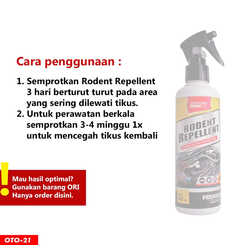 Zerone Rodent Repellent Obat Pengusir Pembasmi Tikus Binatang Pada Mesin Mobil Rumah Kantor Kamar Gedung 250 ml