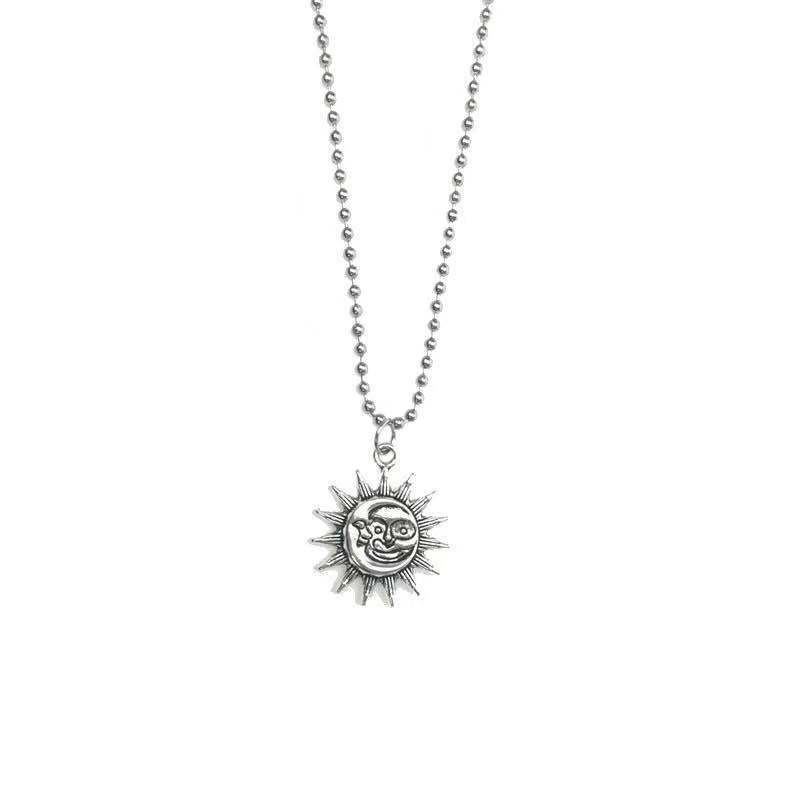 Hip hop retro Apollo liontin Sun Moon kalung trendy Lingkaran dan kreatif kalung pasangan kalung