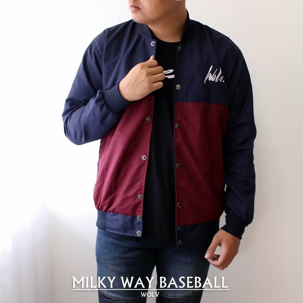 JAKET PRIA BASEBALL MILKY M-XL PRIA DRILL