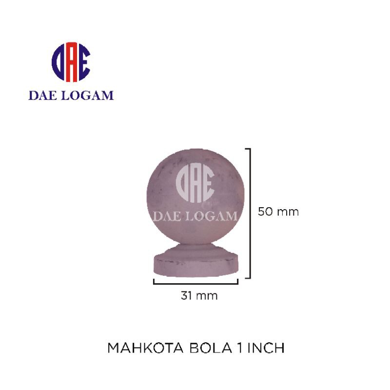 Ornamen Pagar Besi Mahkota Bola 1 inch