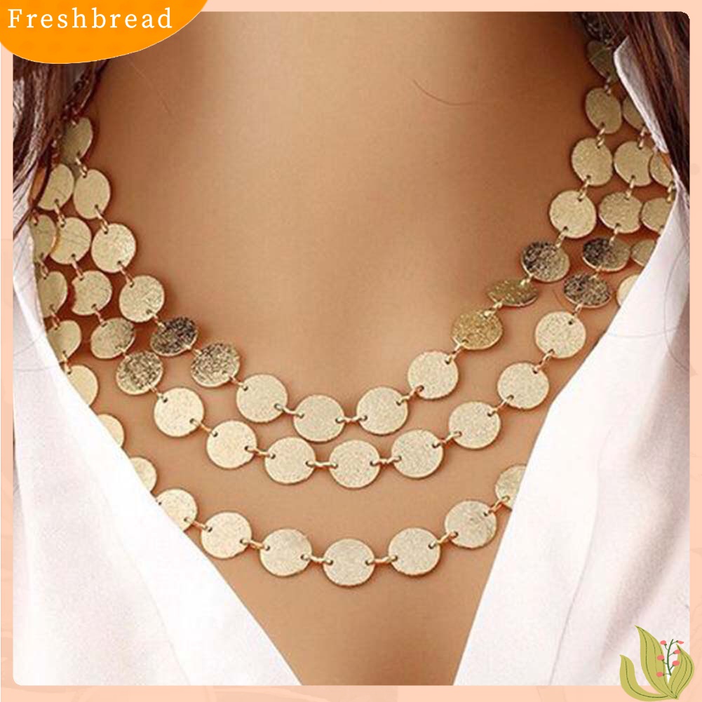 [TERLARIS]Fashion Women Sequin Coin Pendant Multilayer Long Chain Necklace Jewelry Gift