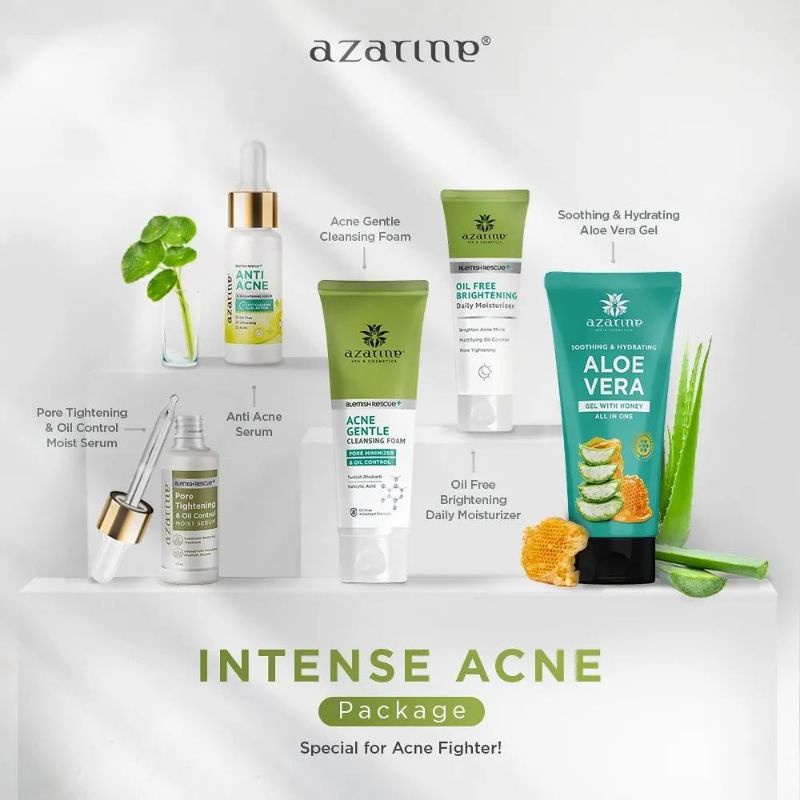 AZARINE INTENSE ACNE PACKAGE PAKET ACNE AZARINE UNTUK KULIT BERJERAWAT 5 ITEM