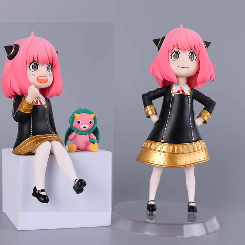 Mainan Action Figure Anua Chibi Loid Forger Yor Forger Kepala Dapat Berubah Bahan PVC Untuk Hadiah Anak