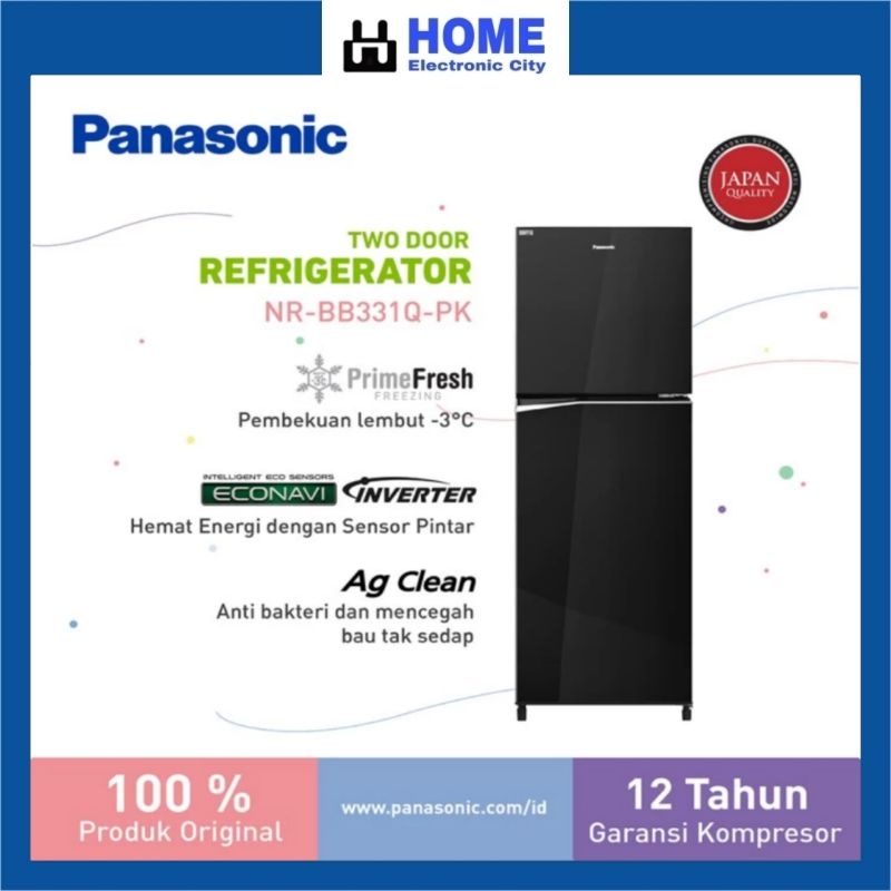 Panasonic Refrigerator Inverter 2Doors 324Liters BB331Q Kulkas 2 Pintu - Hitam Garansi Resmi