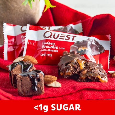 

Quest Fudgey Brownie with Almonds Candy Bites Keto Ketogenic Snack Low Sugar Low Carb