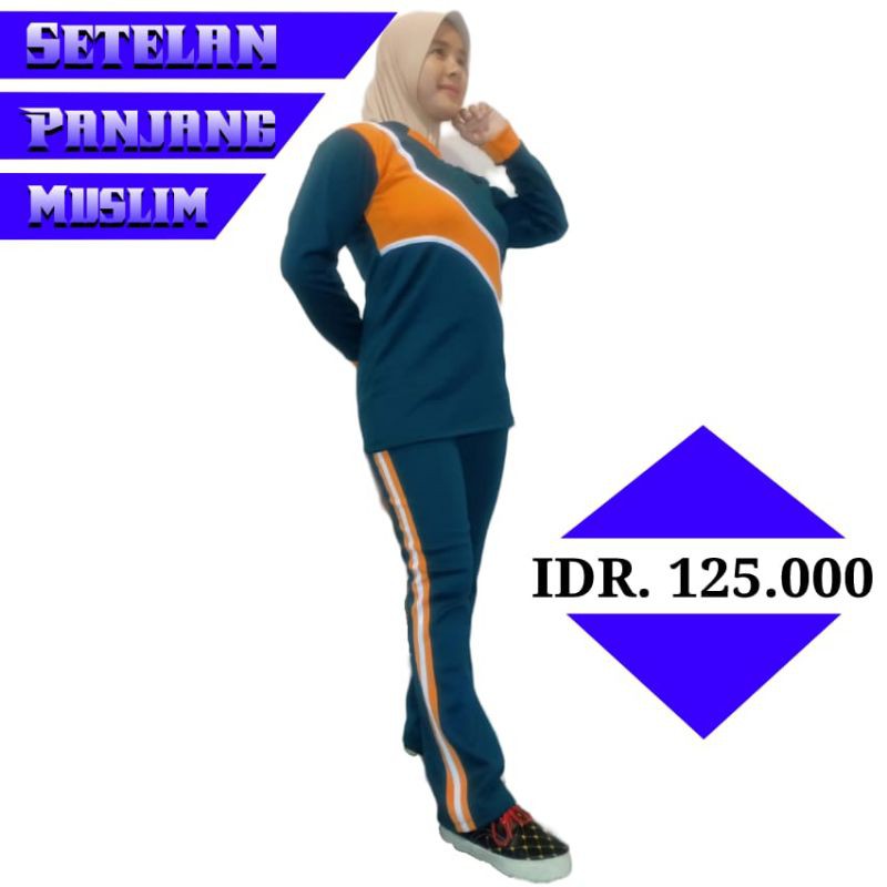 setelan senam muslim panjang ijo toska