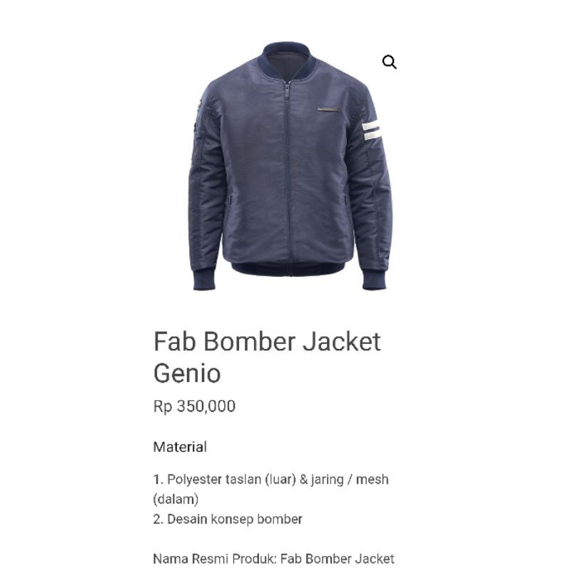 Jacket jaket fabolus bomber genio ori asli ahm honda