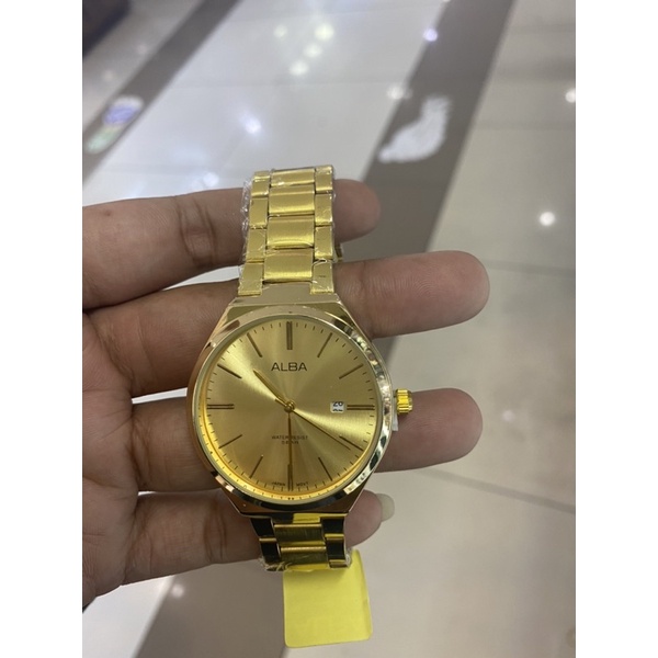 Jam pria alba tali rantai gold murah