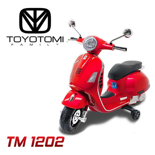 Instan Motor Aki Mainan Anak Toyotomi Family TM 1202 Vespa 6V 7 AH Garansi Termurah Murah SNI-Red