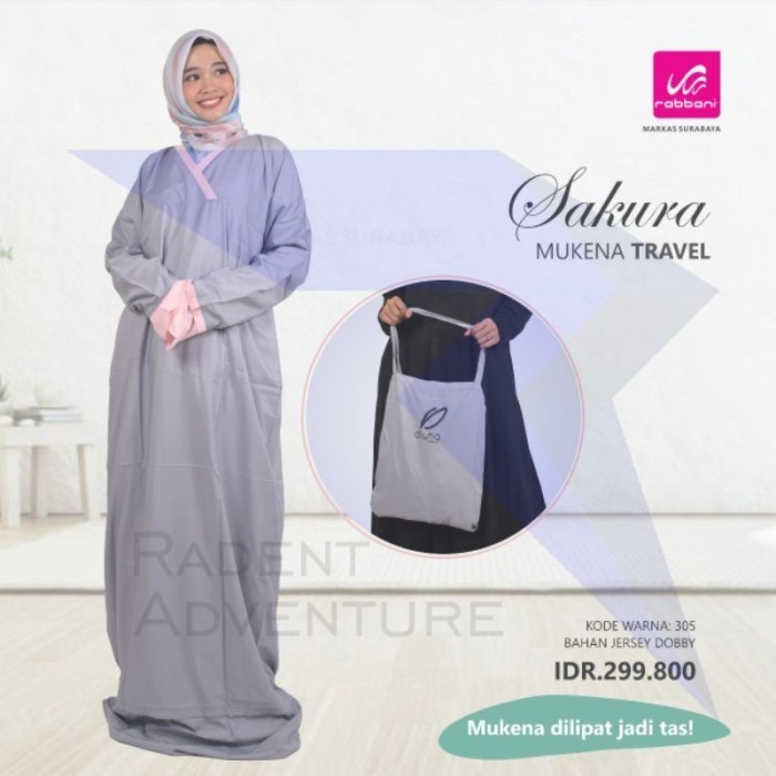 DISKON Mukena Travel Rabbani SAKURA MUKENA TRAVEL Jersey Original ORI