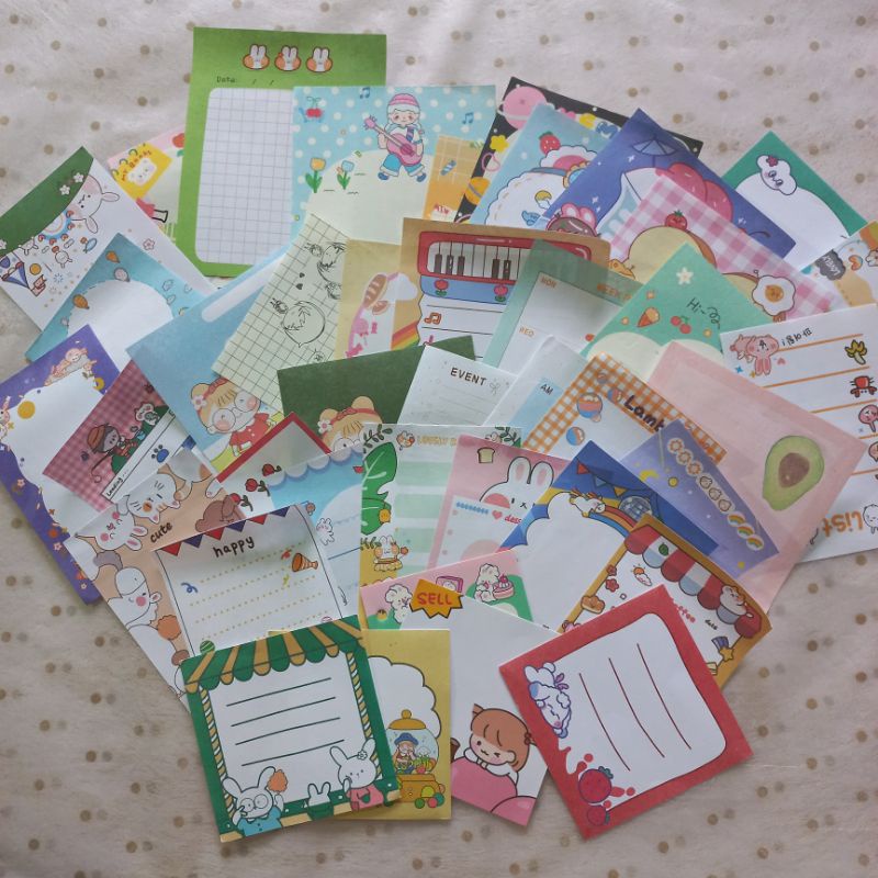 

40pcs Mix Memo Paper Cute Motif Campur untuk Journal // Dimino